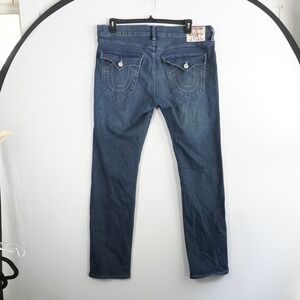 True Religion Rocco Relaxed Skinny Jeans Mens Size‎ 36x33 Denim Dark Wash